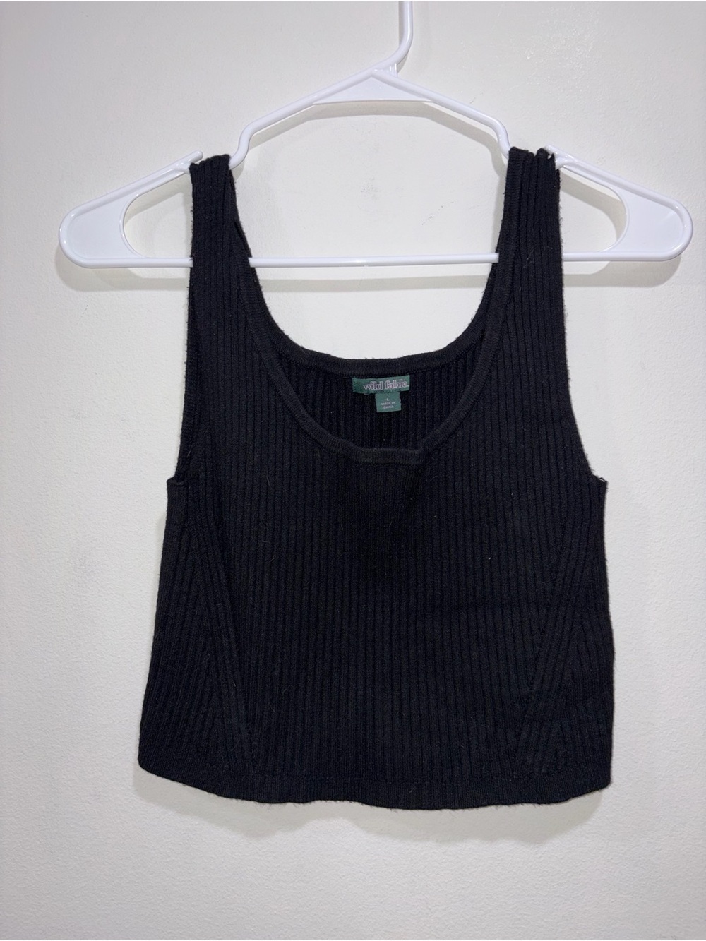 wild fable Black Ribbed Cropped Tank Top